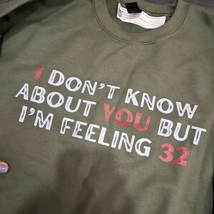 Olive Green Taylor Swift themed feeling 32 women’s crewneck size large NWT new